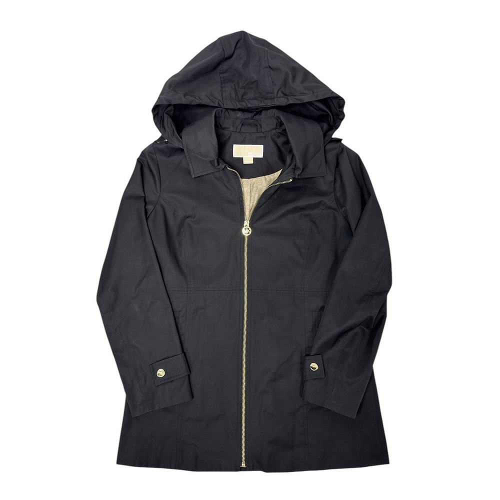 Michael Kors Black Rain Jacket Size PM Petite Medium Lightweight
